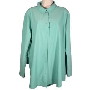 The North Face Women’s 2X Green Long Sleeve Shirt UPF 50 Snap Front Hiking Trail
